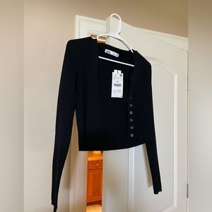 Zara mini black cardigan. Size M NWT NEVER WORN